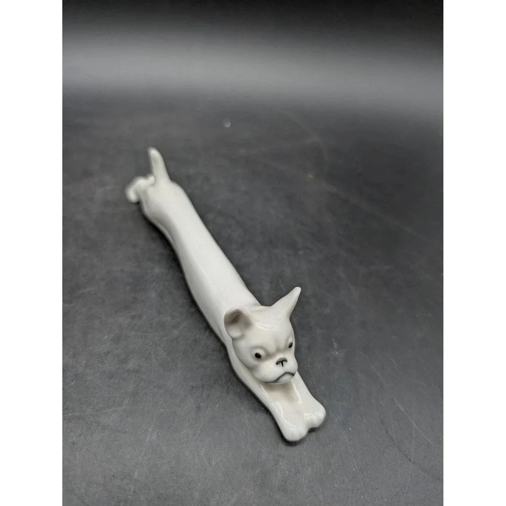 Set/2 Art Deco Pfeffer Gotha Vintage White Porcelain Cat and Dog Knife Rests 3
